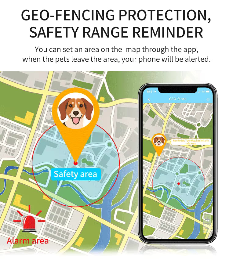 GEO-FENCING PROTECTION AND SAFETY RANGE REMINDER APP ON PHONE AND MAP