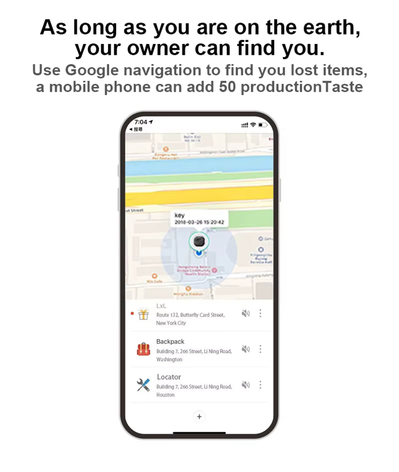 Phone screen displaying a location tracking app with text about Google navigation.